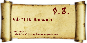 Válik Barbara névjegykártya