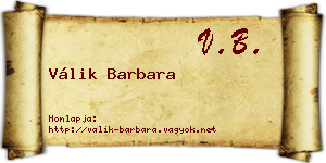 Válik Barbara névjegykártya